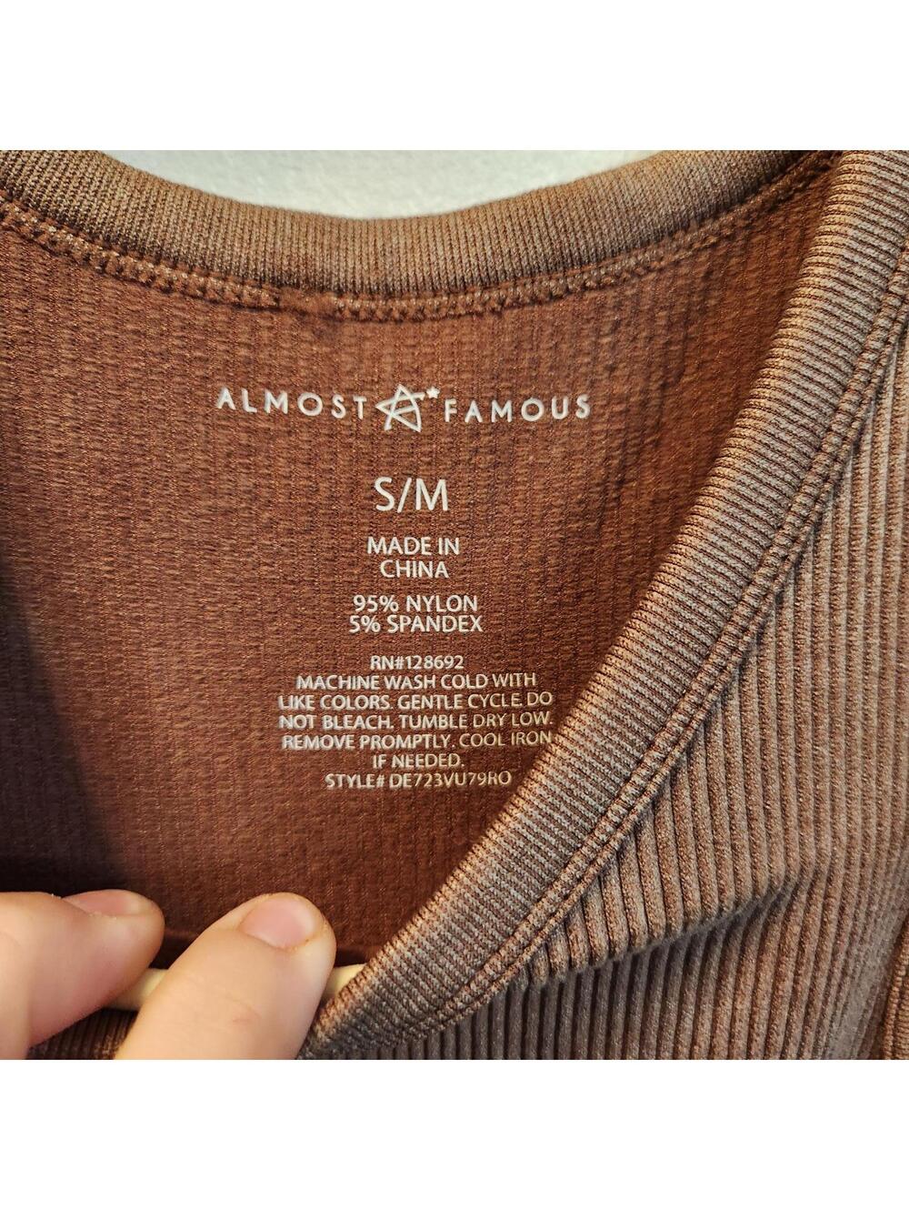 Almost Famous Brown Ribbed Sleeveless Bodycon Dress S/M - Picture 2 of 6